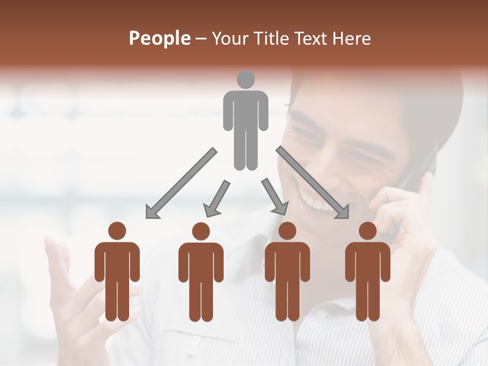 A Smiling Man Talking On A Cell Phone PowerPoint Template