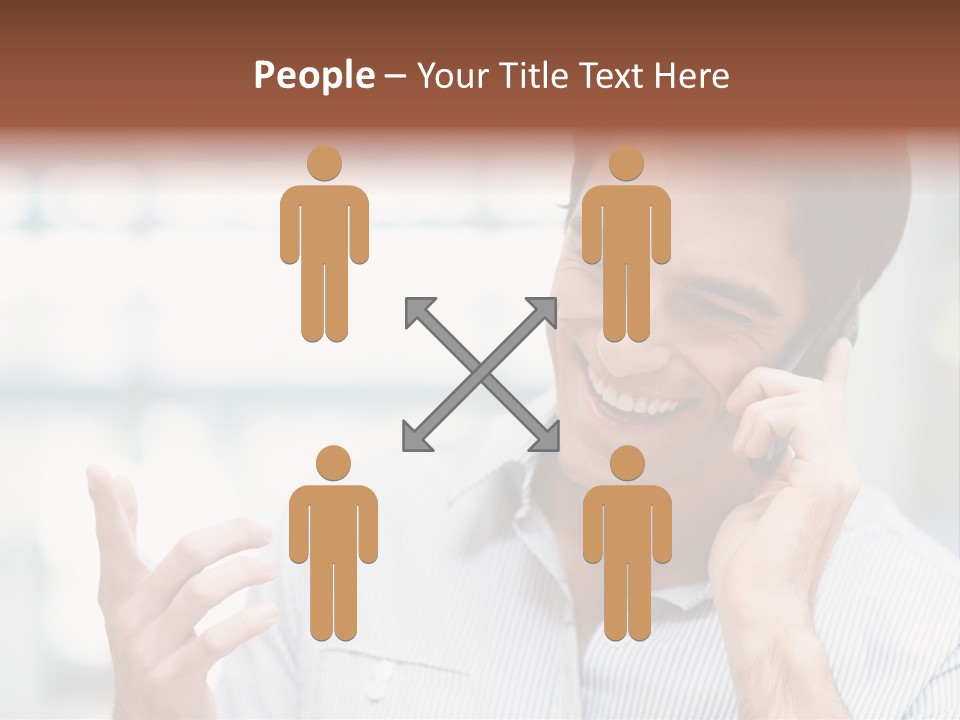A Smiling Man Talking On A Cell Phone PowerPoint Template