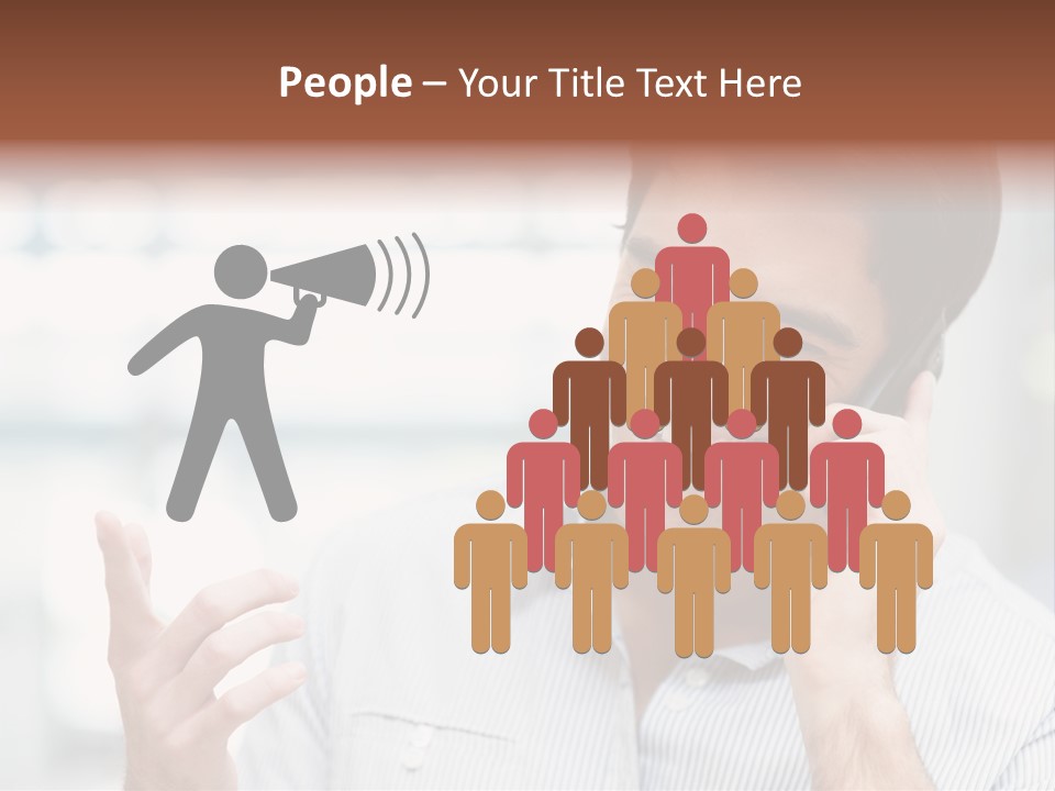 A Smiling Man Talking On A Cell Phone PowerPoint Template