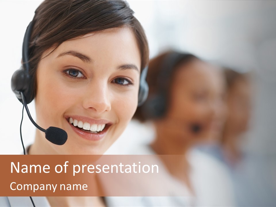A Woman Wearing A Headset And Smiling For The Camera PowerPoint Template
