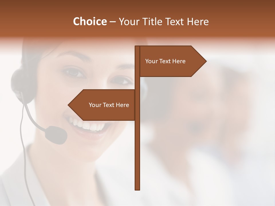 A Woman Wearing A Headset And Smiling For The Camera PowerPoint Template