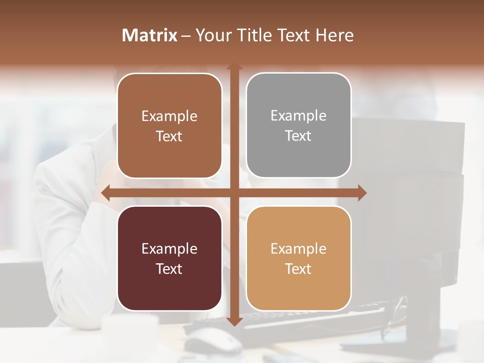 A Woman Sitting At A Desk In Front Of A Computer PowerPoint Template
