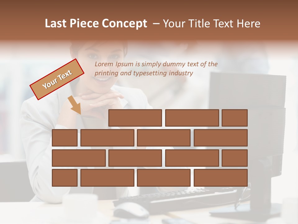 A Woman Sitting At A Desk In Front Of A Computer PowerPoint Template