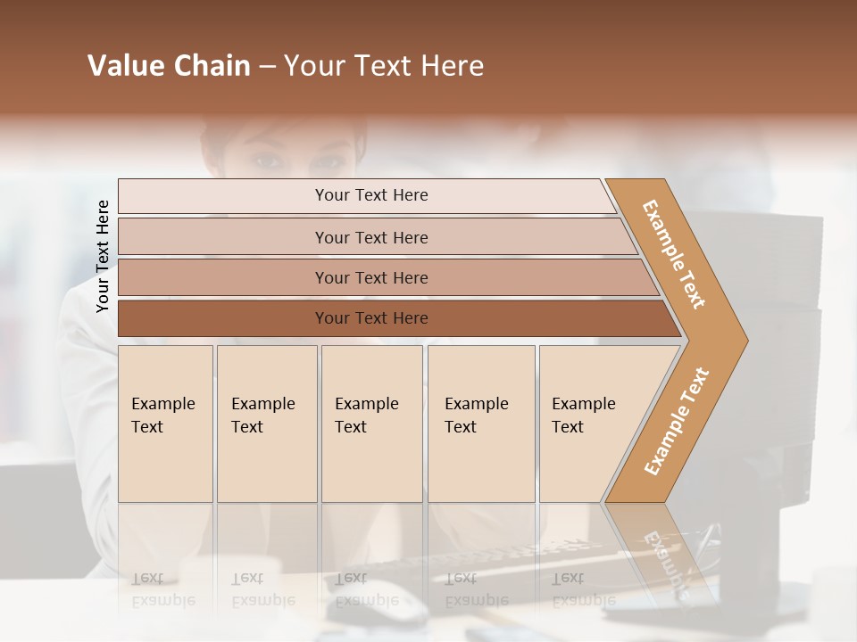 A Woman Sitting At A Desk In Front Of A Computer PowerPoint Template