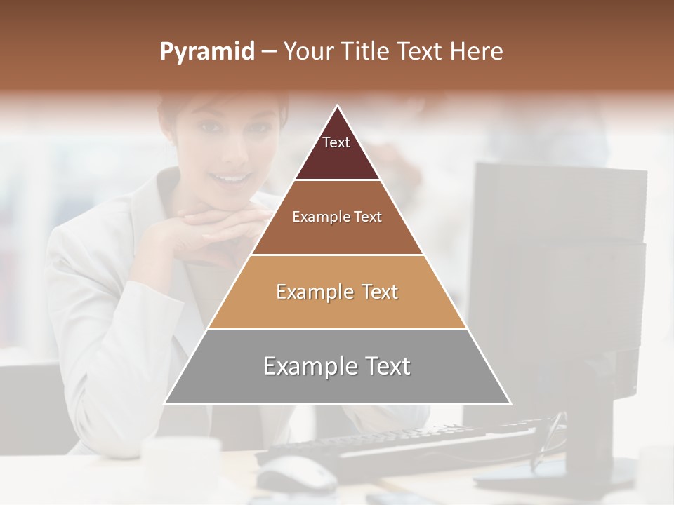 A Woman Sitting At A Desk In Front Of A Computer PowerPoint Template