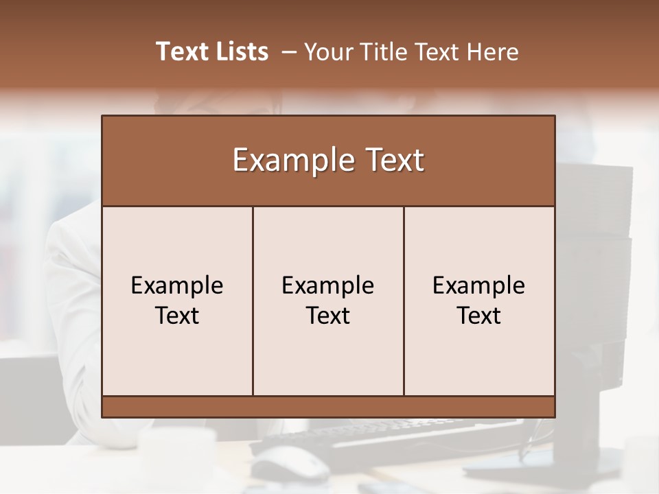 A Woman Sitting At A Desk In Front Of A Computer PowerPoint Template