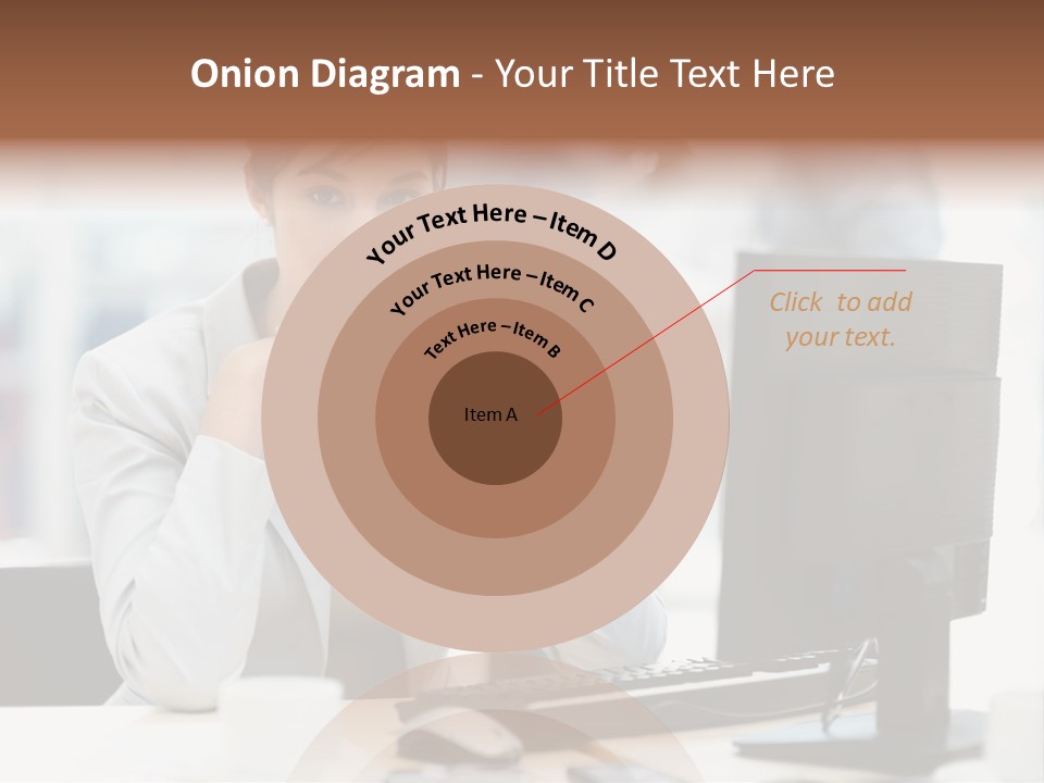 A Woman Sitting At A Desk In Front Of A Computer PowerPoint Template