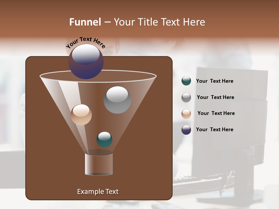 A Woman Sitting At A Desk In Front Of A Computer PowerPoint Template