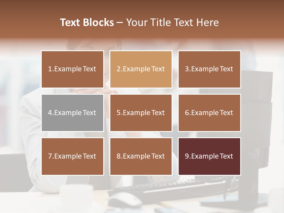 A Woman Sitting At A Desk In Front Of A Computer PowerPoint Template