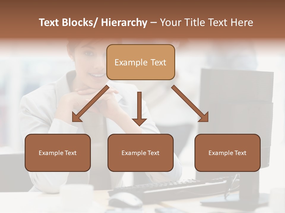 A Woman Sitting At A Desk In Front Of A Computer PowerPoint Template