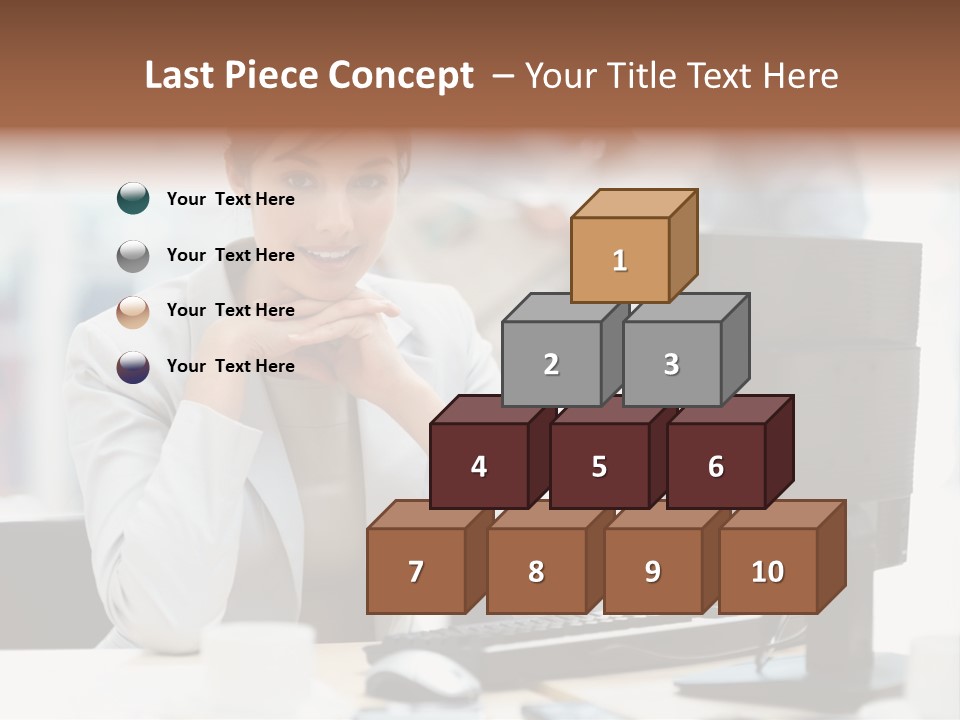 A Woman Sitting At A Desk In Front Of A Computer PowerPoint Template