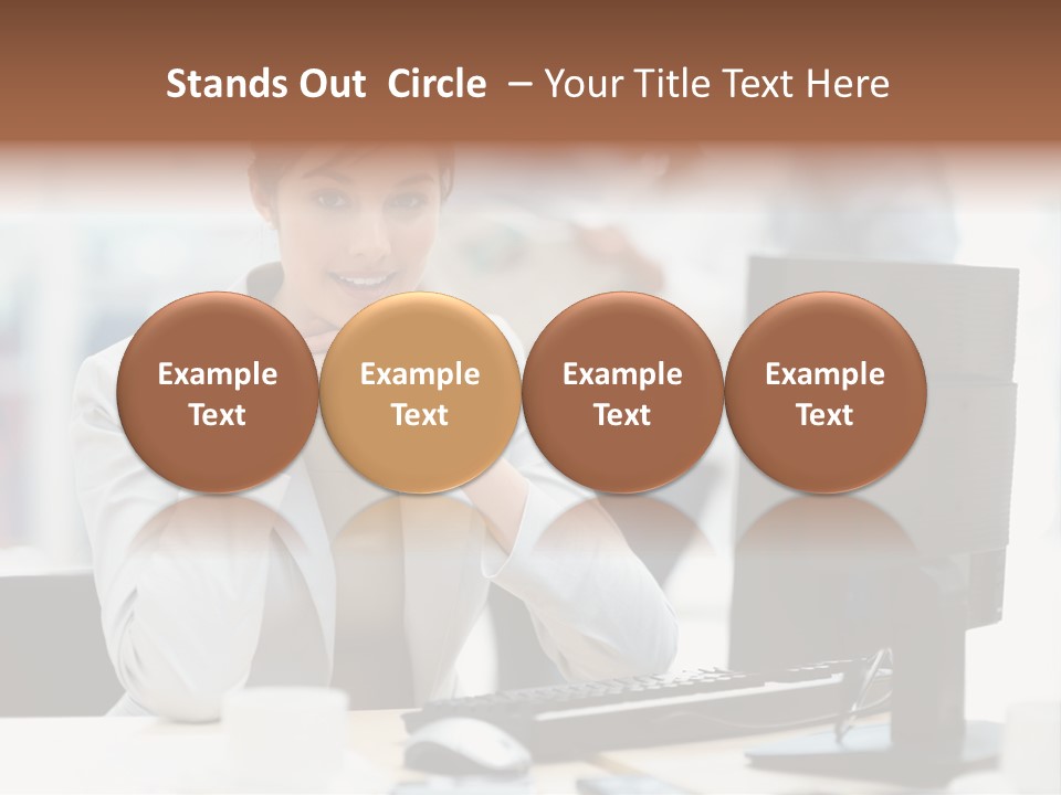 A Woman Sitting At A Desk In Front Of A Computer PowerPoint Template