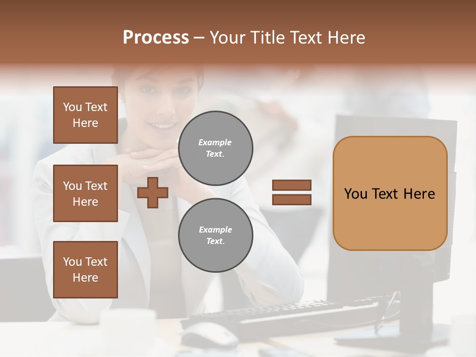 A Woman Sitting At A Desk In Front Of A Computer PowerPoint Template