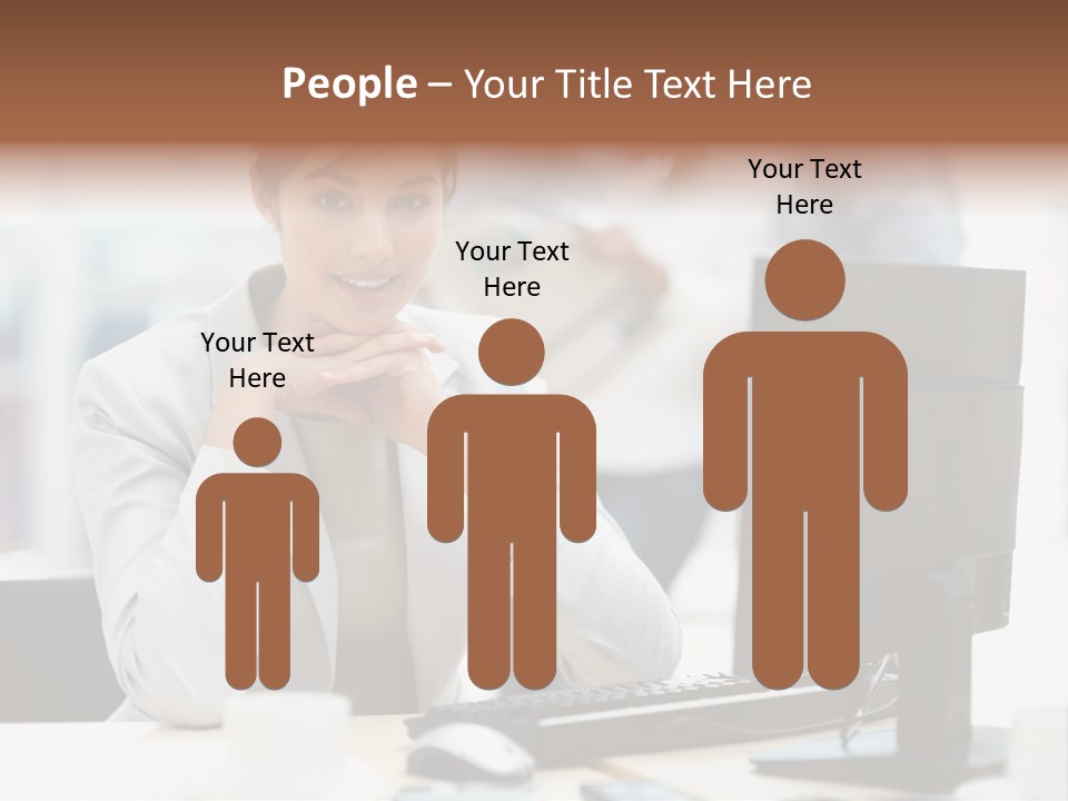 A Woman Sitting At A Desk In Front Of A Computer PowerPoint Template