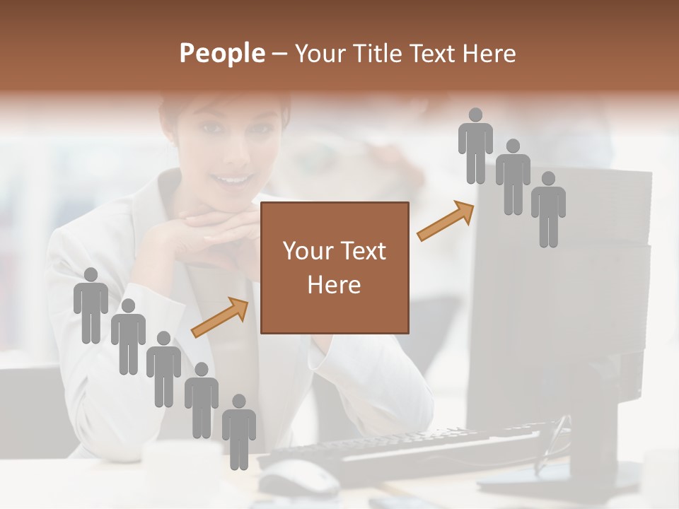 A Woman Sitting At A Desk In Front Of A Computer PowerPoint Template