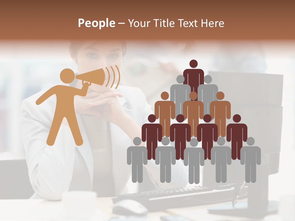 A Woman Sitting At A Desk In Front Of A Computer PowerPoint Template