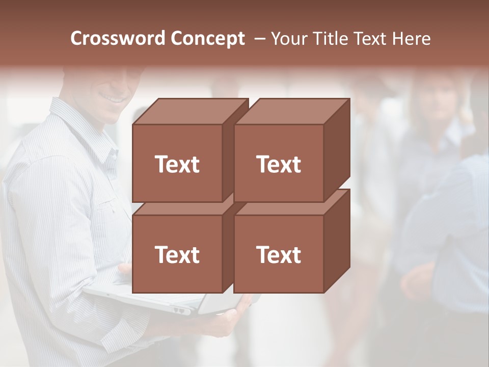 A Man Holding A Laptop In Front Of A Group Of People PowerPoint Template