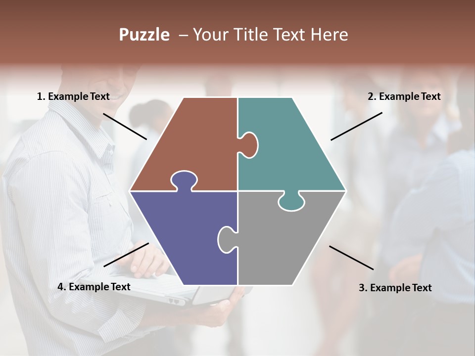 A Man Holding A Laptop In Front Of A Group Of People PowerPoint Template