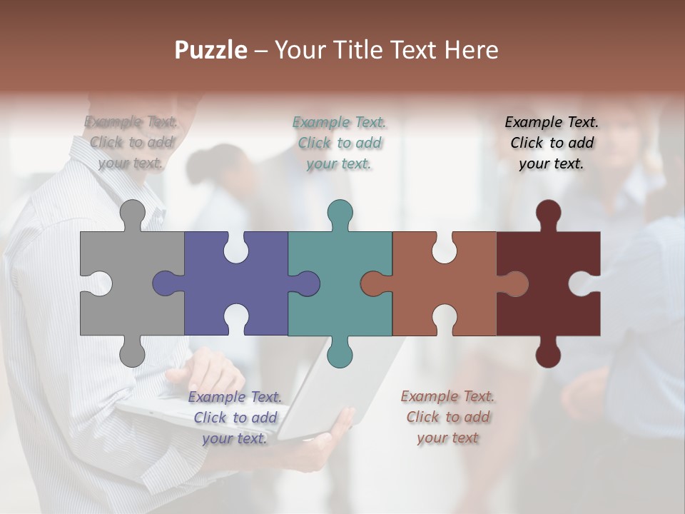 A Man Holding A Laptop In Front Of A Group Of People PowerPoint Template