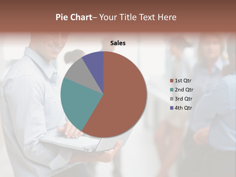 A Man Holding A Laptop In Front Of A Group Of People PowerPoint Template