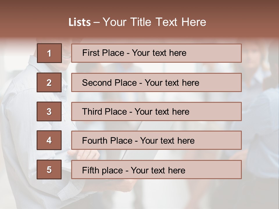 A Man Holding A Laptop In Front Of A Group Of People PowerPoint Template