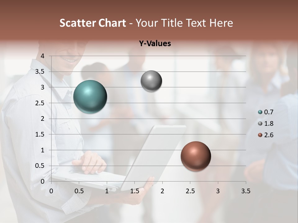 A Man Holding A Laptop In Front Of A Group Of People PowerPoint Template