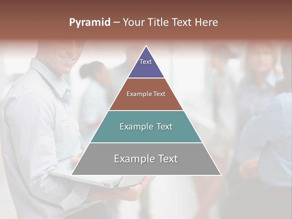 A Man Holding A Laptop In Front Of A Group Of People PowerPoint Template