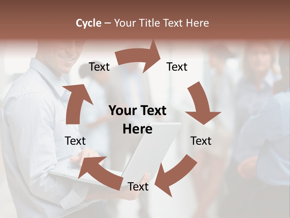 A Man Holding A Laptop In Front Of A Group Of People PowerPoint Template