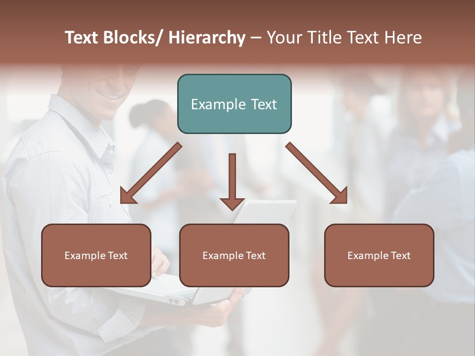 A Man Holding A Laptop In Front Of A Group Of People PowerPoint Template