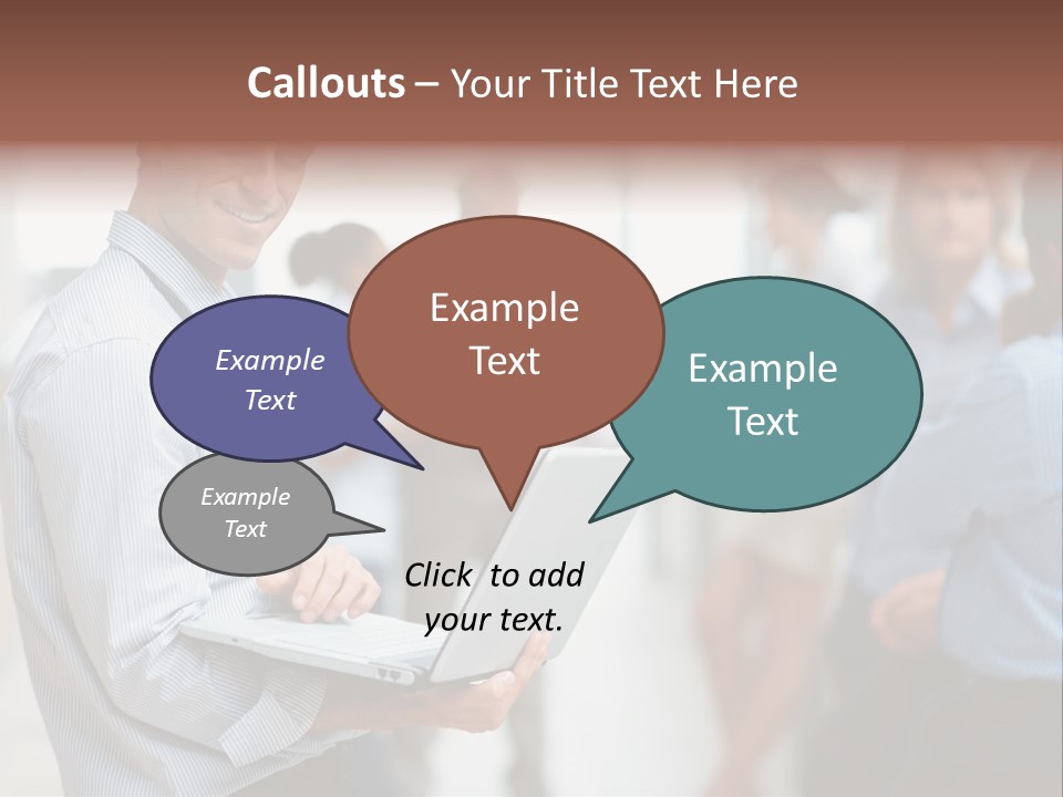 A Man Holding A Laptop In Front Of A Group Of People PowerPoint Template