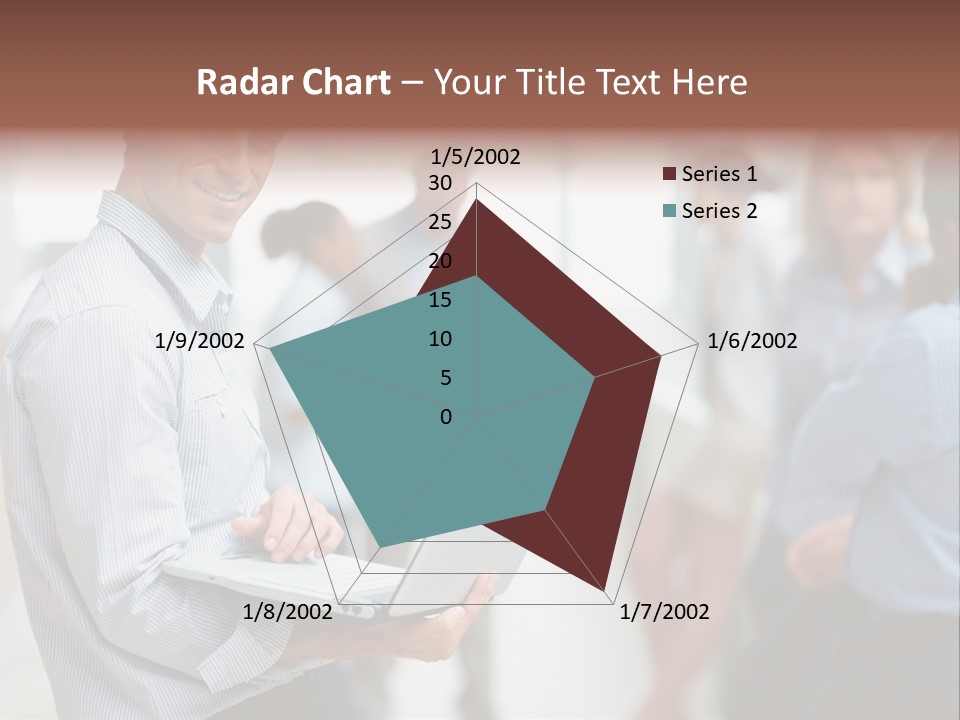 A Man Holding A Laptop In Front Of A Group Of People PowerPoint Template