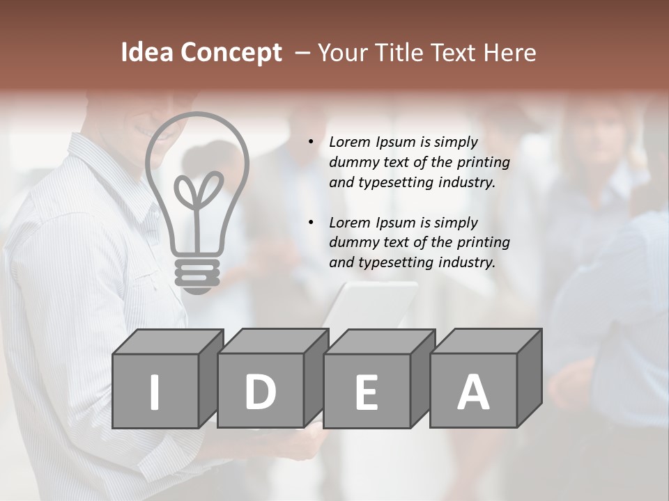 A Man Holding A Laptop In Front Of A Group Of People PowerPoint Template