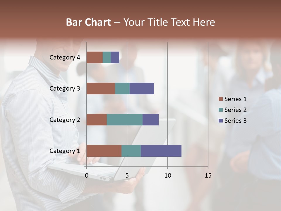 A Man Holding A Laptop In Front Of A Group Of People PowerPoint Template
