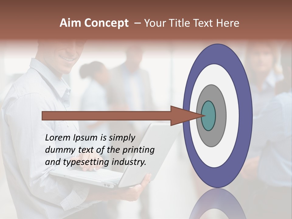 A Man Holding A Laptop In Front Of A Group Of People PowerPoint Template