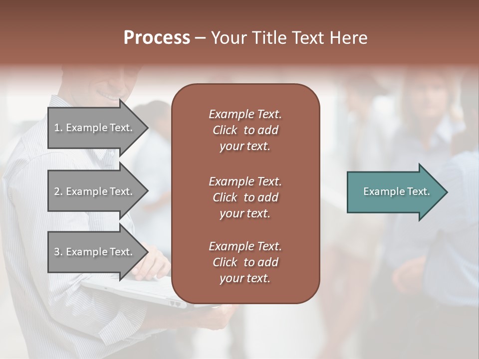 A Man Holding A Laptop In Front Of A Group Of People PowerPoint Template