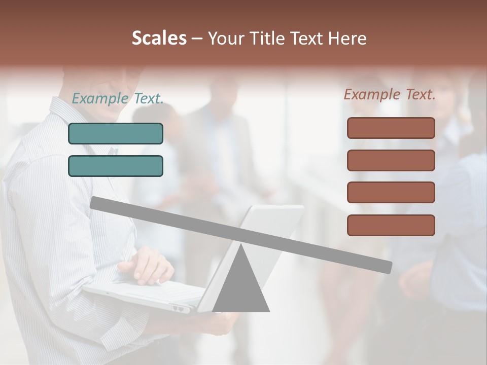 A Man Holding A Laptop In Front Of A Group Of People PowerPoint Template