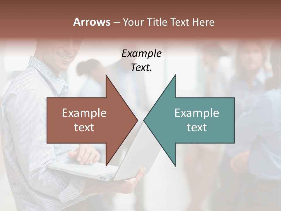 A Man Holding A Laptop In Front Of A Group Of People PowerPoint Template