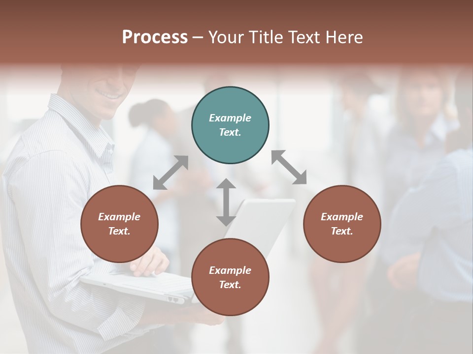 A Man Holding A Laptop In Front Of A Group Of People PowerPoint Template