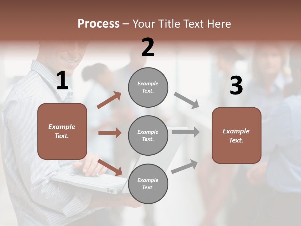 A Man Holding A Laptop In Front Of A Group Of People PowerPoint Template