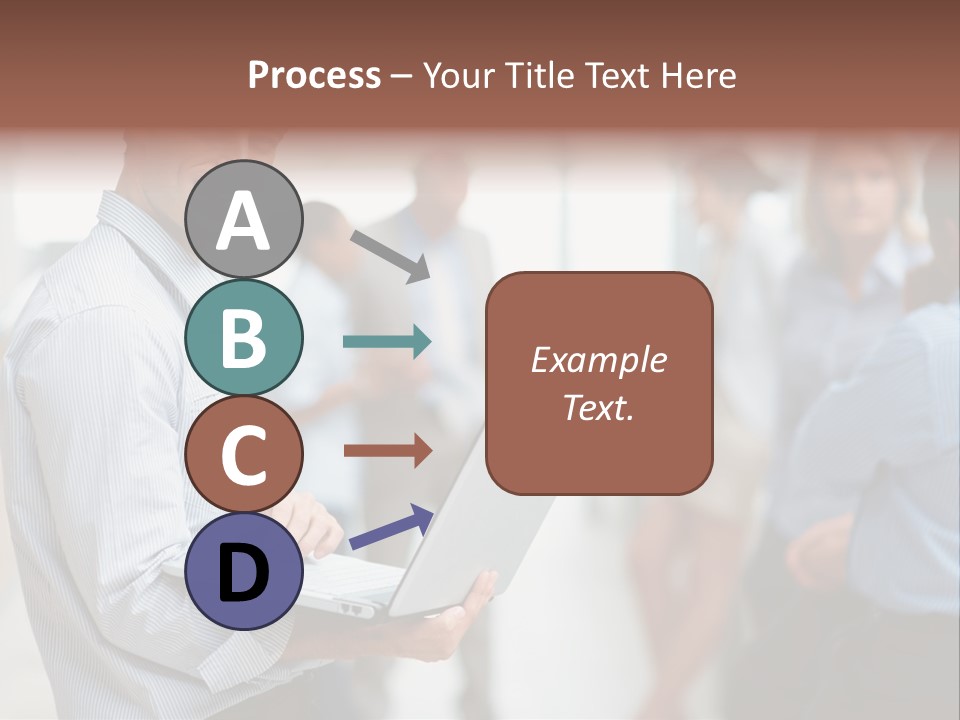 A Man Holding A Laptop In Front Of A Group Of People PowerPoint Template