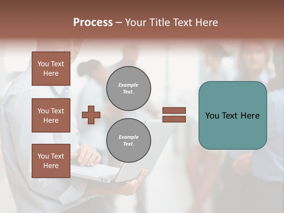 A Man Holding A Laptop In Front Of A Group Of People PowerPoint Template
