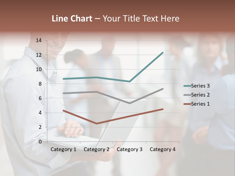 A Man Holding A Laptop In Front Of A Group Of People PowerPoint Template