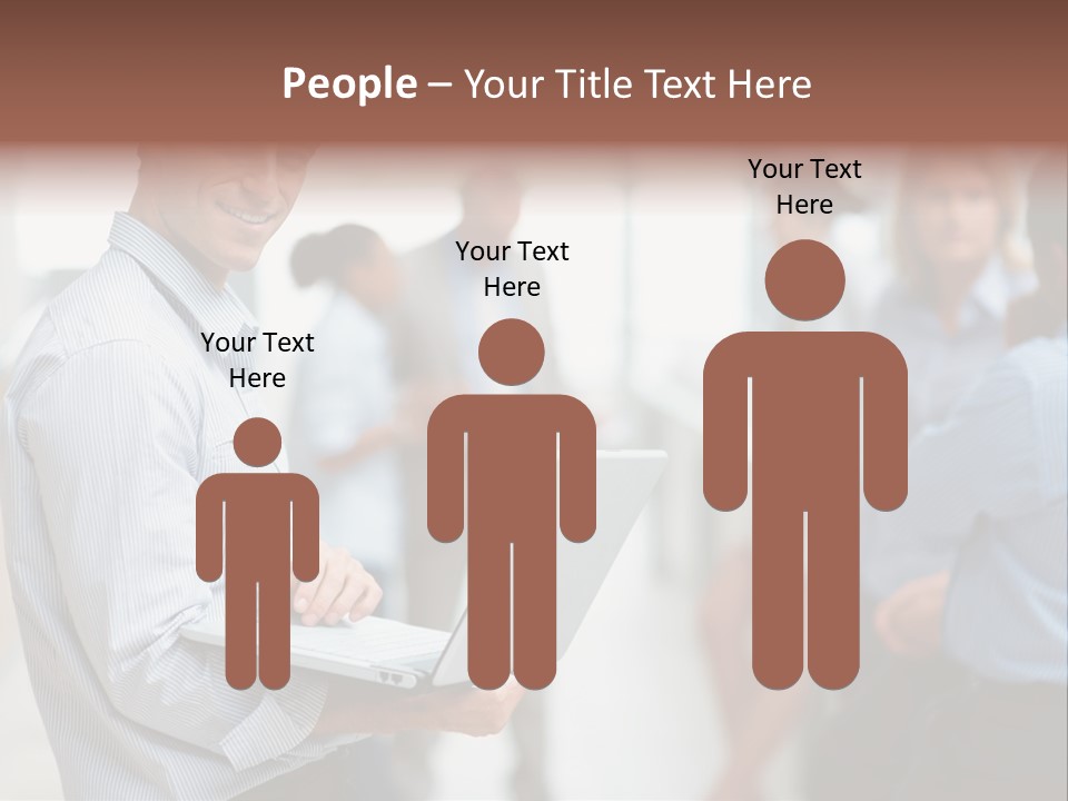 A Man Holding A Laptop In Front Of A Group Of People PowerPoint Template