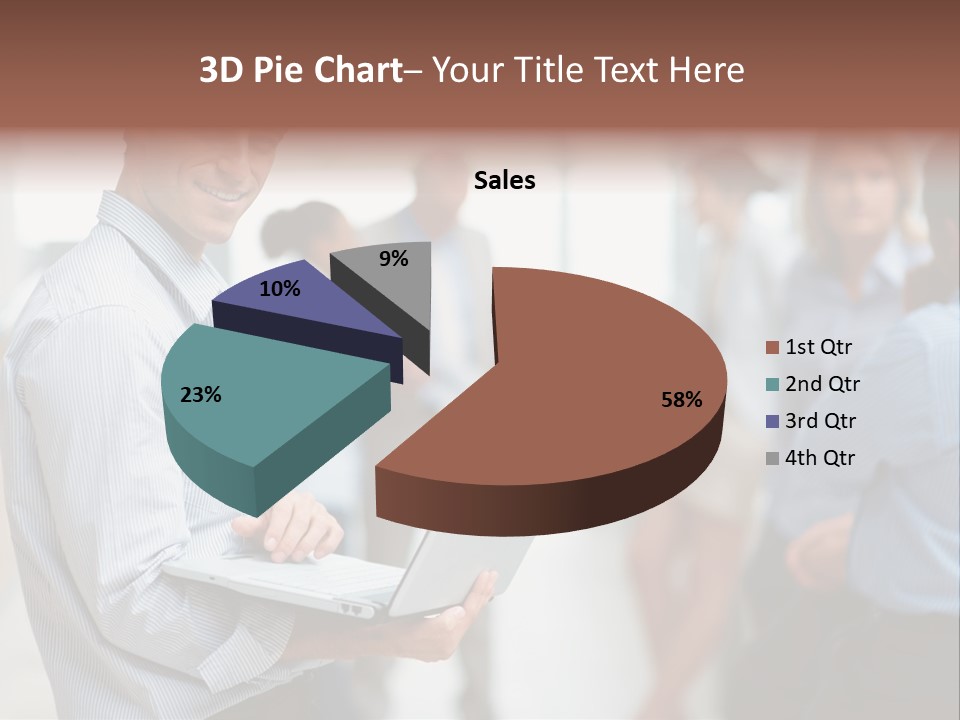 A Man Holding A Laptop In Front Of A Group Of People PowerPoint Template