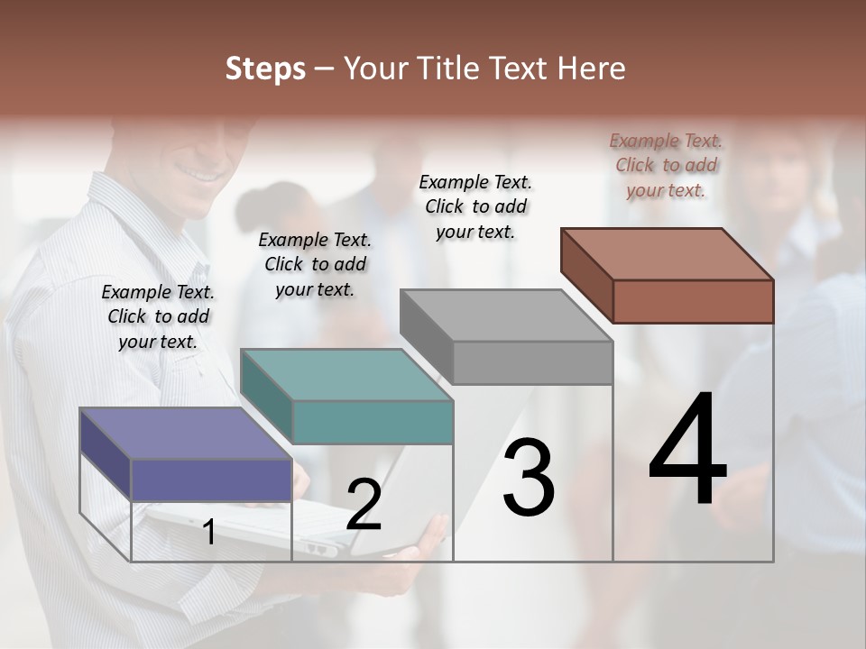 A Man Holding A Laptop In Front Of A Group Of People PowerPoint Template