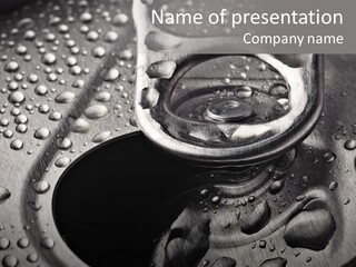 A Water Drop On A Metal Surface With Drops Of Water On It PowerPoint Template