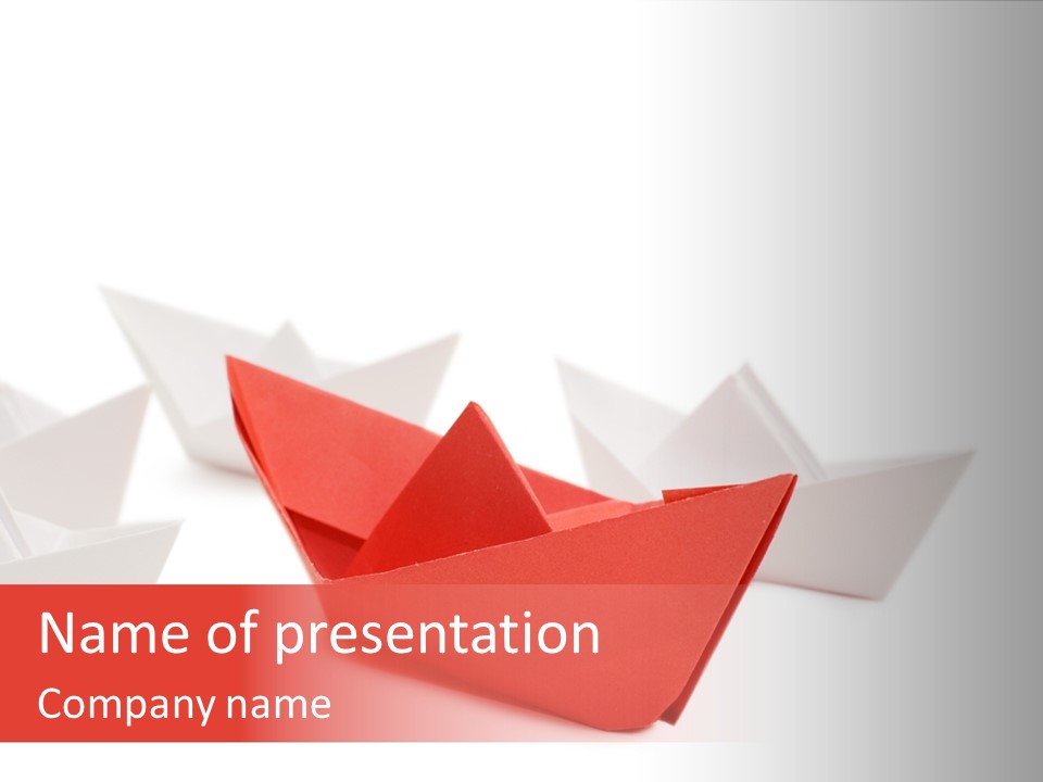 A Red Origami Boat On A White Background PowerPoint Template