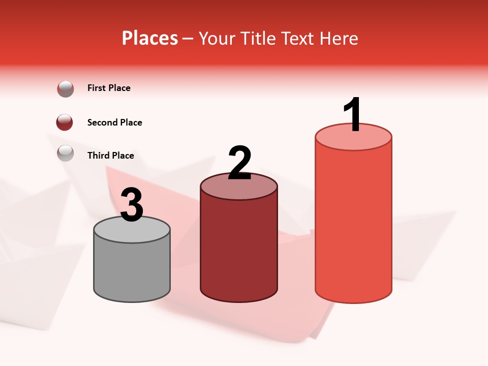 A Red Origami Boat On A White Background PowerPoint Template