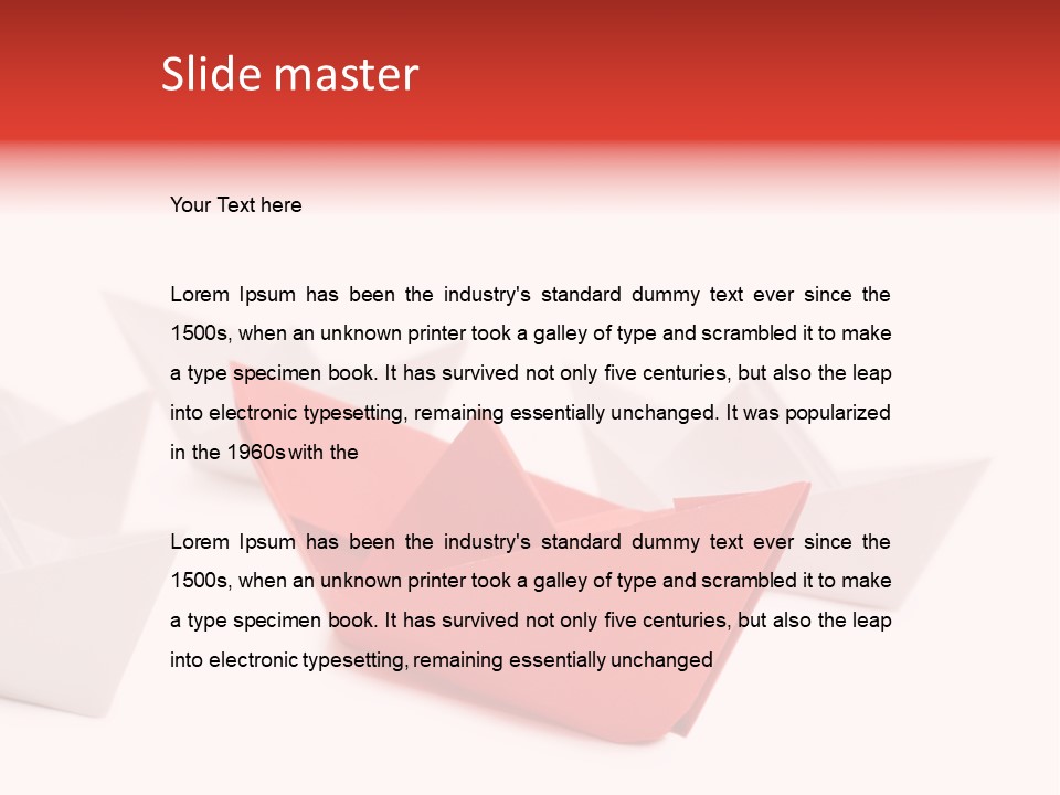 A Red Origami Boat On A White Background PowerPoint Template