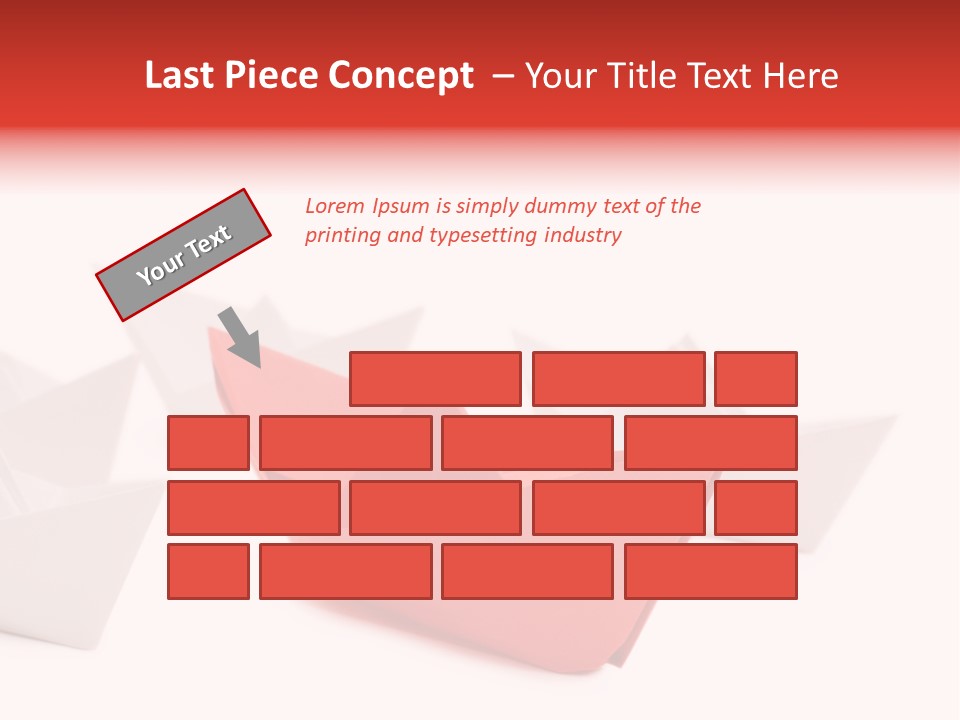 A Red Origami Boat On A White Background PowerPoint Template